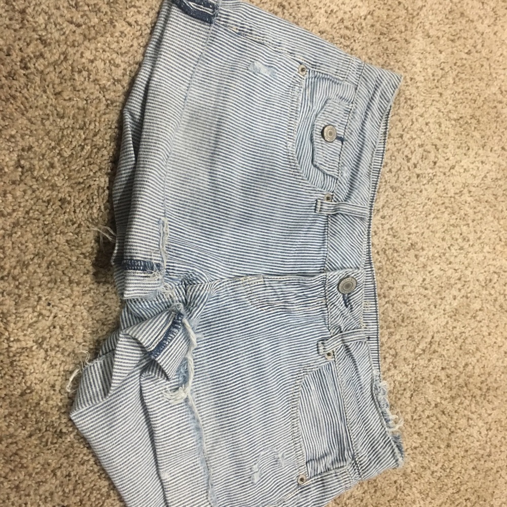 American eagle shorts blue/white stripes size 6